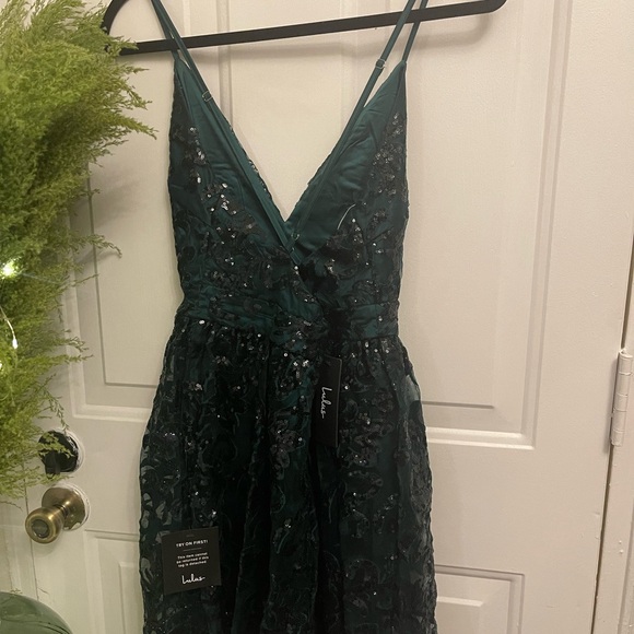 LULUS | Sweetest Celebrations Emerald Green Sequin Skater Mini Dress - Picture 8 of 8